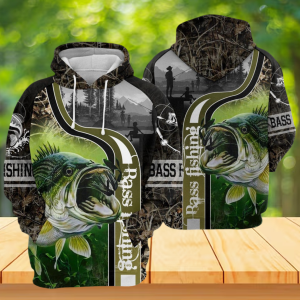 Bass Fishing All Over Hoodie, Gift For Fisherman