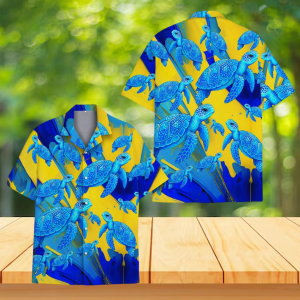 Blue Sea Turtle Hawaiian Shirt