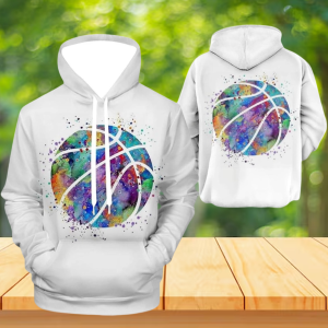 Colorful Watercolor Basketball All Over Hoodie
