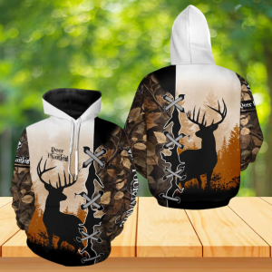Deer Hunting Buck Silhouette Camo All Over Hoodie