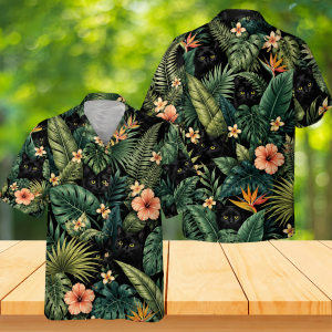 Hidden Black Cat Jungle Hawaiian Shirt