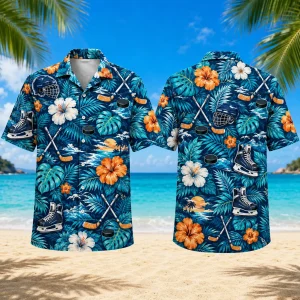 Hockey Tropical Pattern Hawaiian Shirt
