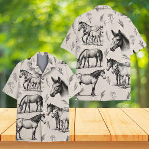 Horse Sketch Hawaiian Shirt