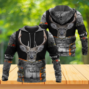 Hunting Deer Hunting Black And Gray All Over Hoodie