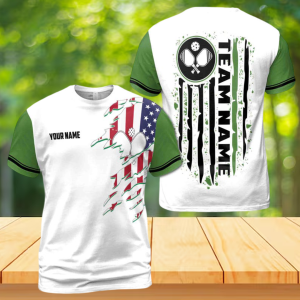 Personalized America Patriotic Pickleball Team Men's 3D T-shirt