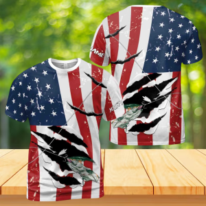 Personalized American Flag Bass Fishing 3D T-Shirt
