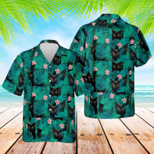 Tropical Black Cat Hawaii Shirt