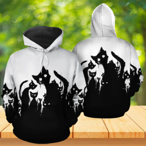 Unisex Black Cat Nightmare All Over Hoodie