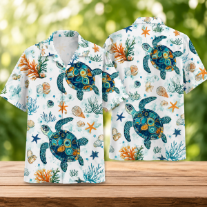 Ocean Turtle Coral Hawaiian Shirt