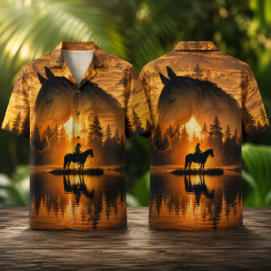 Sunset Horse Rider Hawaiian Shirt