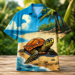 Alternative view of Tropical Beach Turtle Hawaiian Shirt